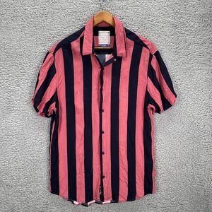 RSVLTS Cape Cod Shirt Mens Large Red Black Short Sleeve Button Up